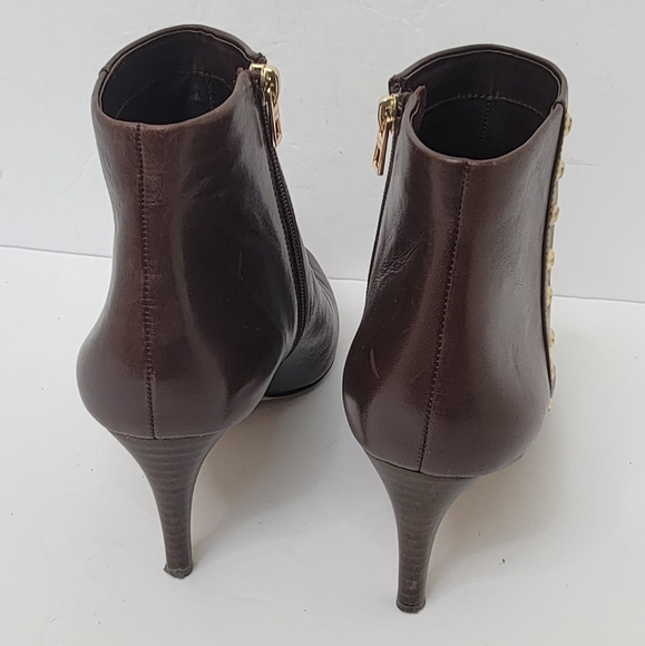 Coach Hickory Ankle Booties in Saddle size 9.5 Brown Heeled Boots Leather Stud - Picture 9 of 14